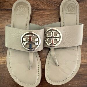 Tory Burch Gray Sandals with Logo